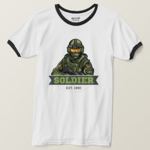 T-shirt Logo Soldat Tactique – Conception d'emblème milita