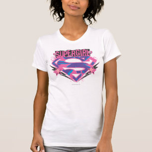 T-shirt Logo Supergirl rose et violet Grunge