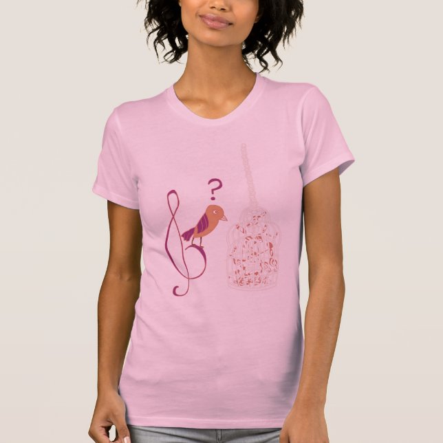 T-shirt L'Oiseau, à cage et à la Musique (Devant)