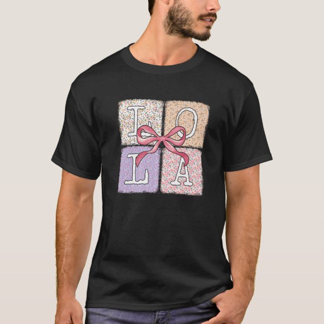 T-shirt Lola Fleurs Coquette Bow mignonne Maman Grand-mère (Devant)