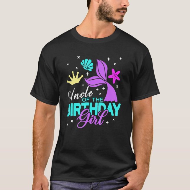 T-shirt L'Oncle De La Famille De La Sirène D'Anniversaire (Devant)