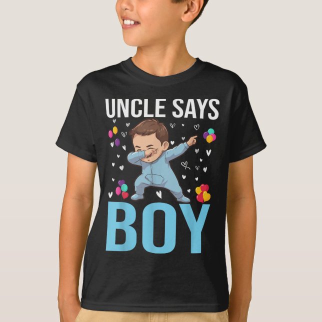 T-shirt L'Oncle Révélateur Sexe Dit Garçon Correspondant F (Devant)