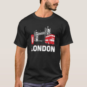 T-shirt London Bridge Bus Big Ben Et Phone Booth Funny Br