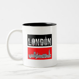 T-SHIRT LONDON NEUES MODEDESIGNER-TEE ZWEIFARBIGE TASSE