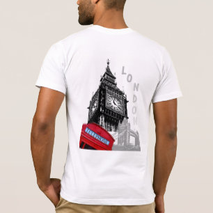 T-shirt London Red Téléphone Box Big Ben Horloge Tower