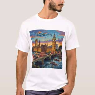 T-shirt Londres Angleterre Voyage Art Vintage