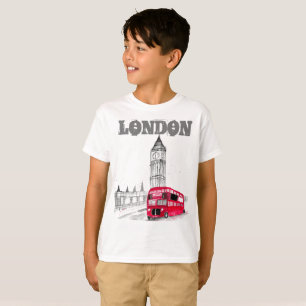 T-shirt Londres Black Modern Boys Angleterre Royaume-Uni