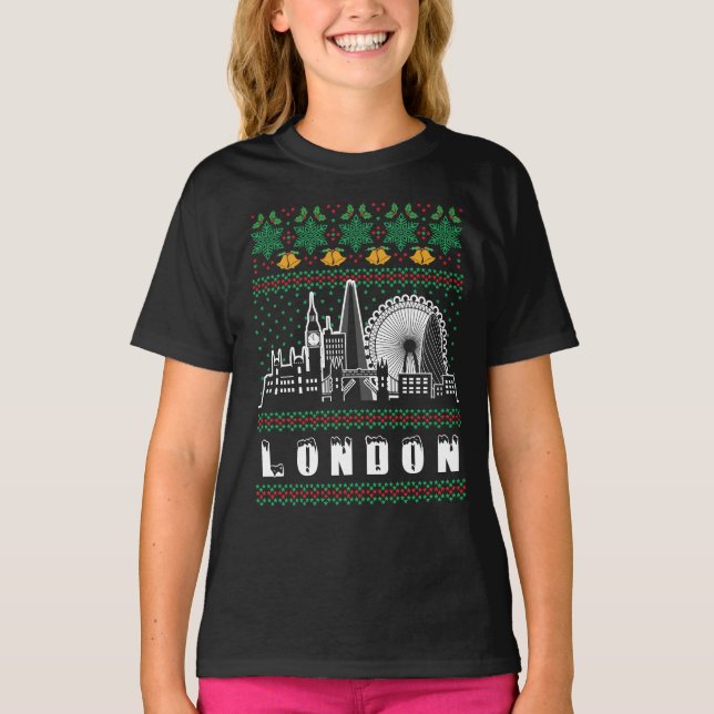 T-shirt Londres Royaume-Uni Vilain Noël (Devant)