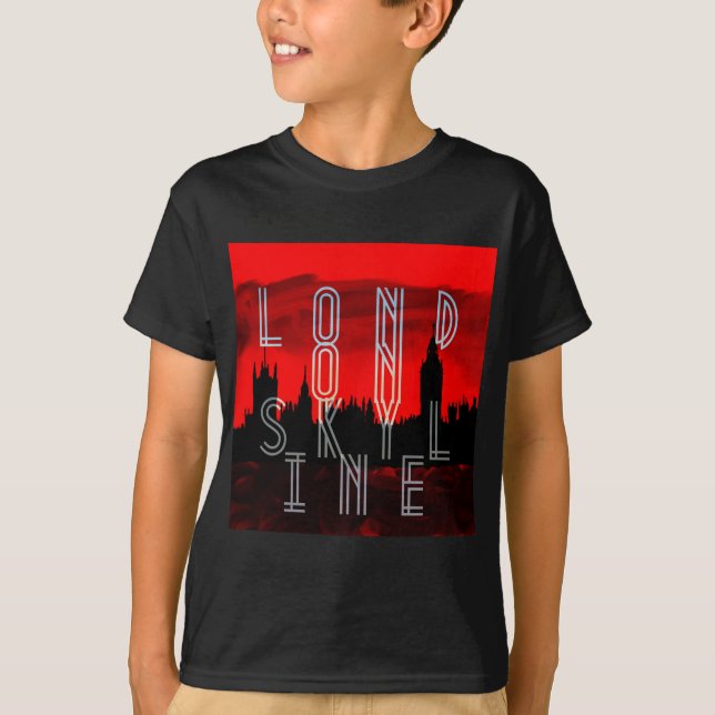 T-shirt Londres skyline rouge noir (Devant)