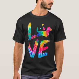 T-shirt Long Haired Dachshund Tie Dye Log Chien Maman Papa