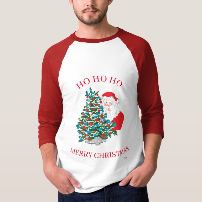 T-shirt : LONG SLEEVE / PÈRE NOËL HO HO HO HO (Devant)