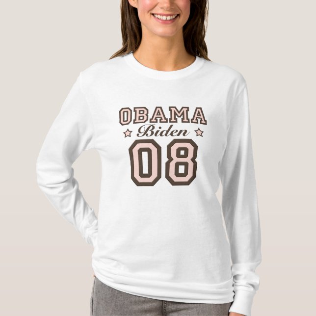 T-shirt Long tee - shirt de douille d'Obama Biden 08 (Devant)