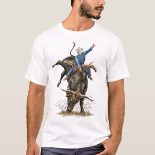 T-shirt Longhorn Bull Rider Rodeo Power Sport Western Art