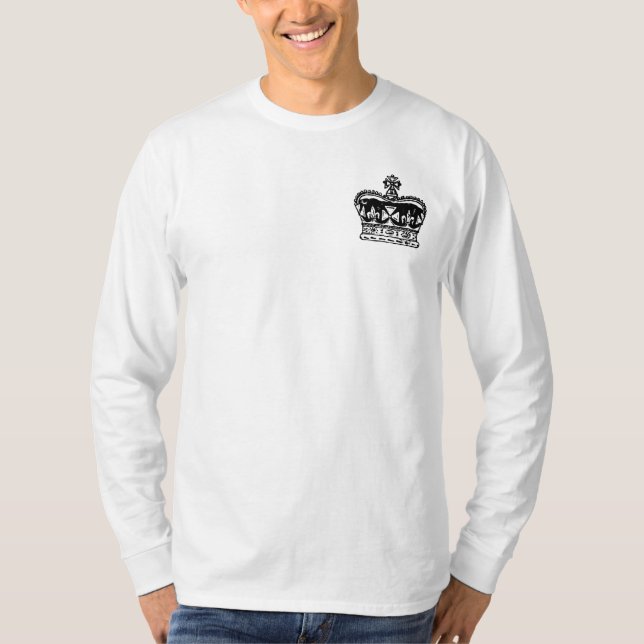T-shirt Longue chemise de douille de couronne royale (Devant)