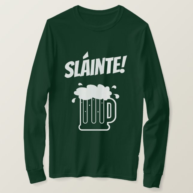 T-shirt Longue chemise de Jour de la Saint Patrick de vert (Design devant)