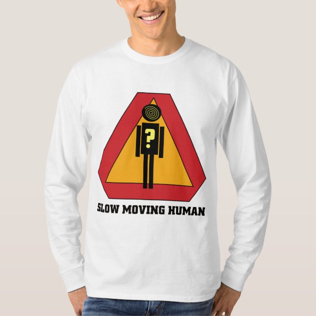 T-shirt Longue chemise de Sleve de signe lent d'humains (Devant)