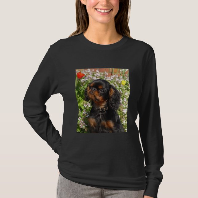 T-shirt Longue chemise gainée : Épagneul de roi Charles (Devant)