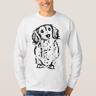 T-shirt Longue Cheveux Dachshund Amant Cadeau Doxie Maman