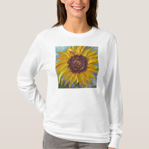 T-shirt Longue douille de dames jaunes de tournesol