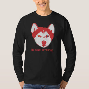 T-shirt Longue douille T de noir enroué rouge de