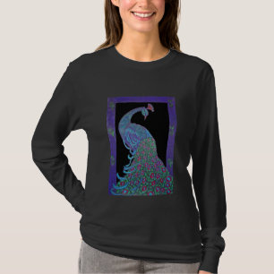 T-shirt Longue pièce en t de la douille des femmes - paon