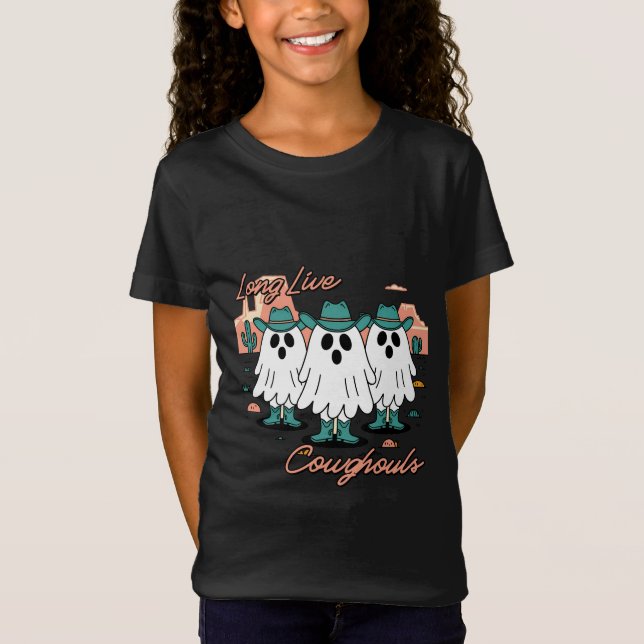 T-Shirt Longue vie Cowghouls Cowboy Ghost Halloween (Devant)