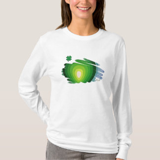 T-shirt Longues douilles de dames Hoody, shamrock à