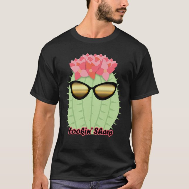 T-shirt Lookin' Sharp Blooming Cactus with Sunglasses (Devant)