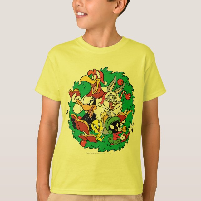 T-shirt LOONEY TUNES™ Group Christmas Wreath (Devant)