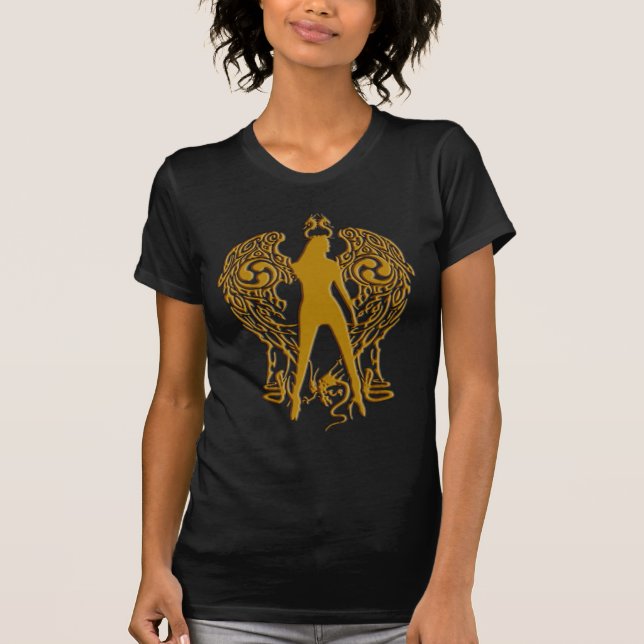 T-shirt L'or gravent la chemise en refief d'ange de (Devant)