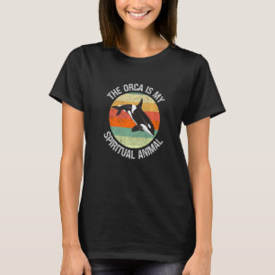 T-shirt L'Orca Est Mon Esprit Animal Retro Sunset Orca