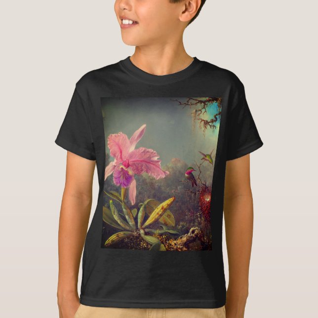T-shirt L'orchidée de Cattleya et trois colibris Heade (Devant)