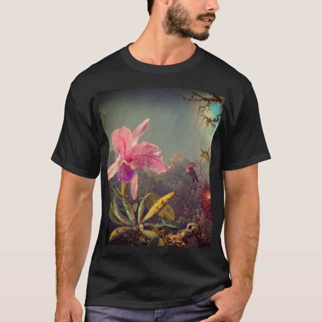 T-shirt L'orchidée de Cattleya et trois colibris Heade (Devant)