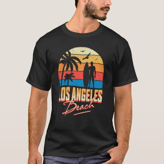 T-shirt Los Angeles California Beach Surfing Surf Summer V (Devant)