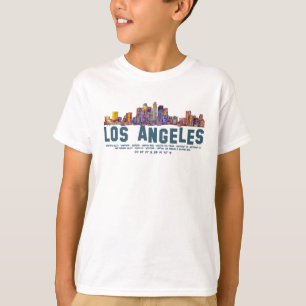 T-shirt Los Angeles Skyline. Noms et coordonnées des zones