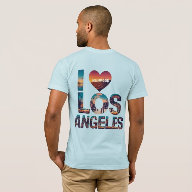 T-shirt Los Angeles Skyline Sunset & Hollywood Typographie (Dos entier)
