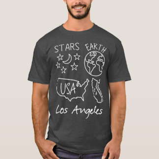 T-shirt Los Angeles Stars Earth USA Californie Texte blanc