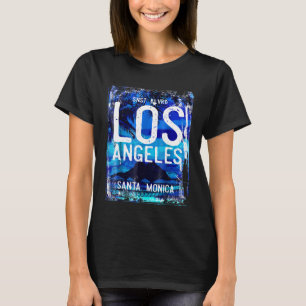 T-shirt Los Angeles Sunset Boulevard Père Noël Monica blue