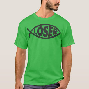 T-shirt Loser Slacker 90s Jésus poisson Noir