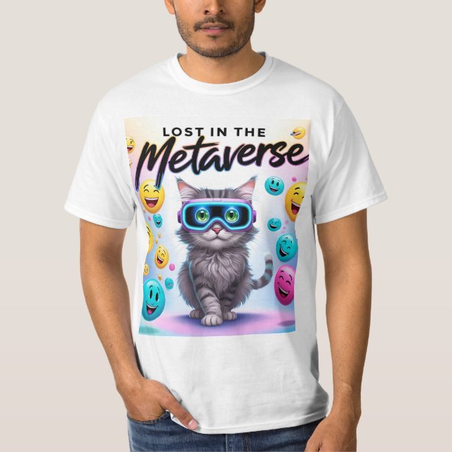 T-shirt Lost in the Metaverse - Drôle VR Design (Devant)