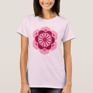 T-shirt Lotus Flower Mandala, Fuchsia Pink et Bourgogne