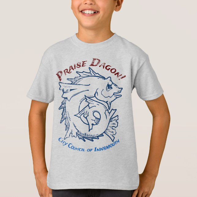 T-shirt Louange Dagon Innsmouth Lovecraft Poisson Horreur (Devant)