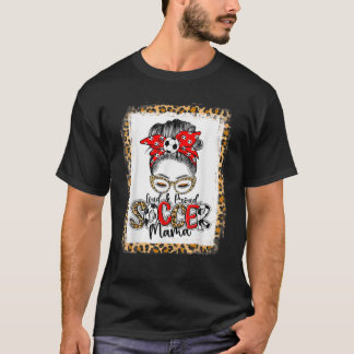 T-shirt Loud Fier Soccer Mama Leopard Messy Bun Maman Blea