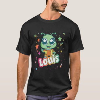 T-shirt LOUIS - Nom du garçon mignon avec un Alien mignon