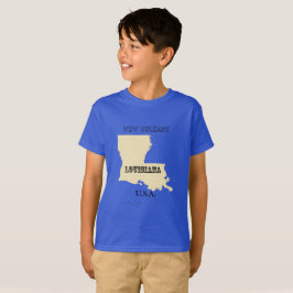 T - Shirt - Louisiana Karte mit Stadt