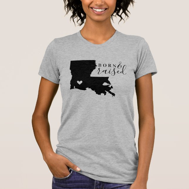 T-shirt Louisiana Né et élevé Tee d'État (Devant)