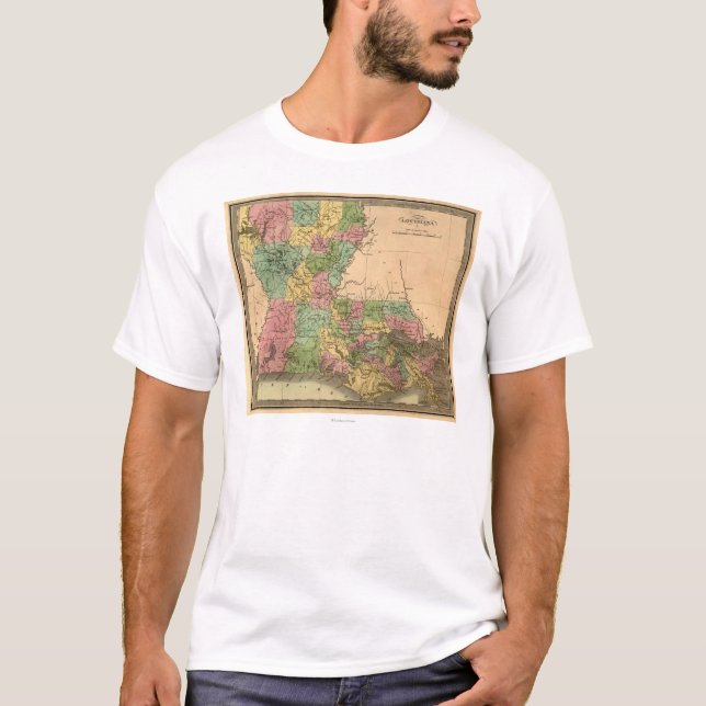 T-shirt LouisianaPanoramic MapLouisiana (Devant)
