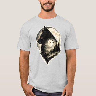 T-shirt Loup au clair de lune Forêt Silhouette Faune Natur