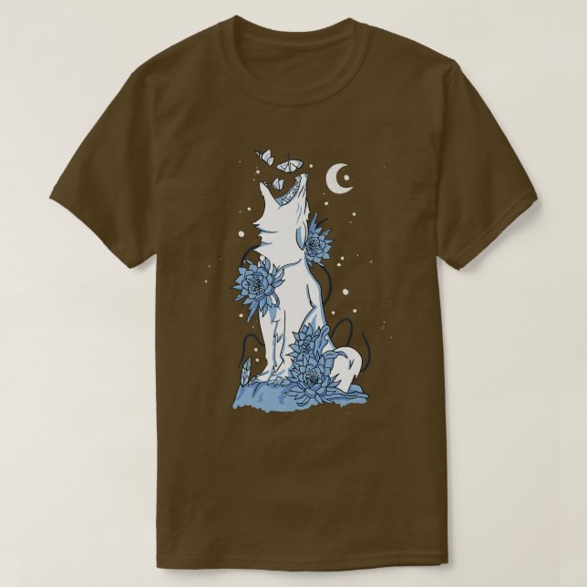 T-shirt Loup blanc de nuit hurlant (Design devant)