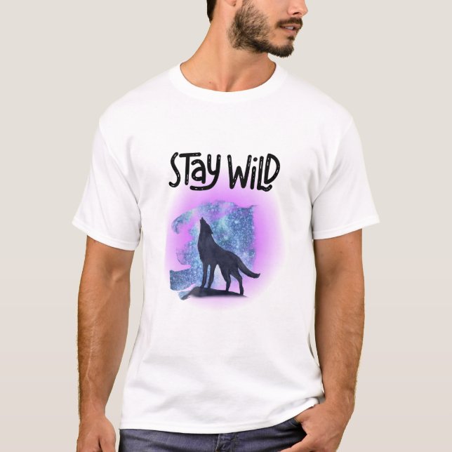 T-shirt Loup céleste - Vapeur nocturne étoilé Double expos (Devant)